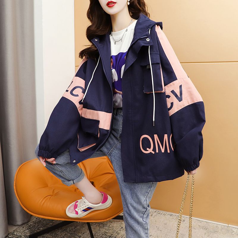 Coat lining  new foreign style all-match ins trendy street loose outerwear lazy style hooded overalls jacket women