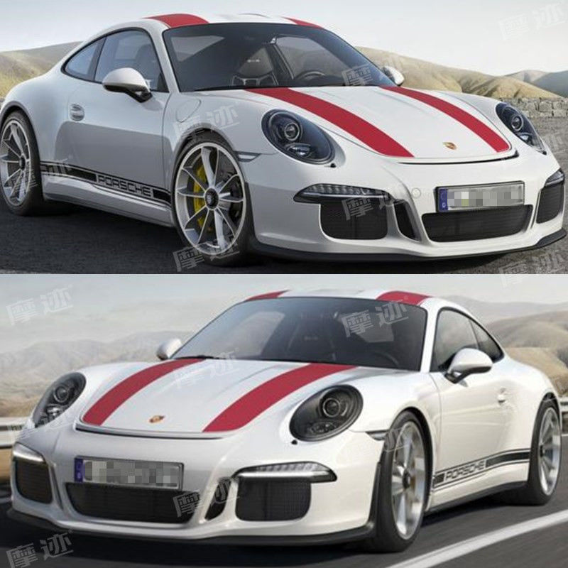 适用保时捷911车贴拉花 卡雷拉718boxster卡曼改装饰机盖侧裙贴纸