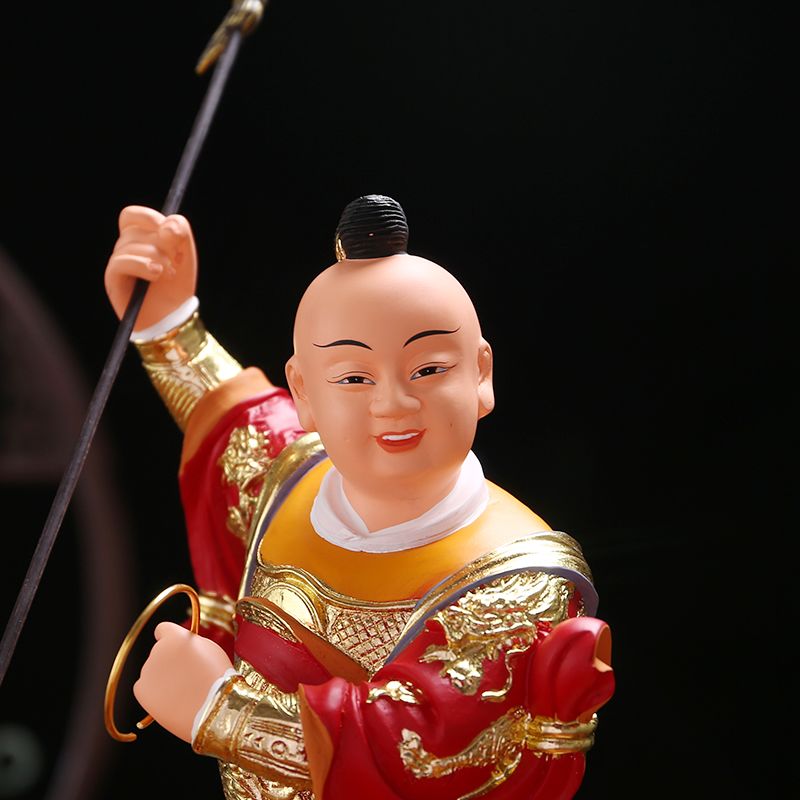 哪吒神像家用供奉三太子佛像中坛元帅风水镇宅保平安树脂客厅摆件