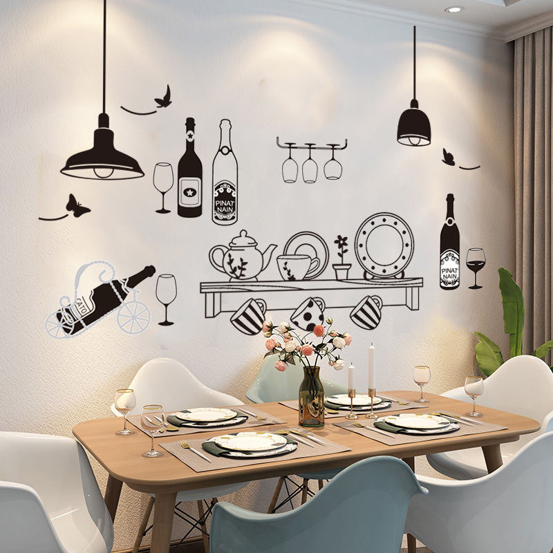 餐桌墙面装饰自贴画餐厅饭店贴纸墙纸自粘背景墙创意北欧墙贴壁纸