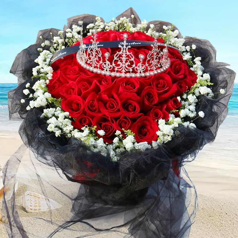 红粉香槟玫瑰花束沈阳网红鲜花同城速递和平沈河大东皇姑生日送店