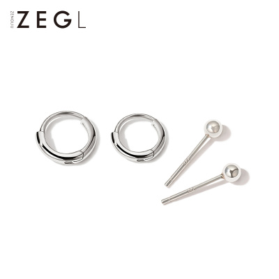 ZEGL925银小耳圈耳钉女999纯银耳环2022年新款潮耳饰耳扣
