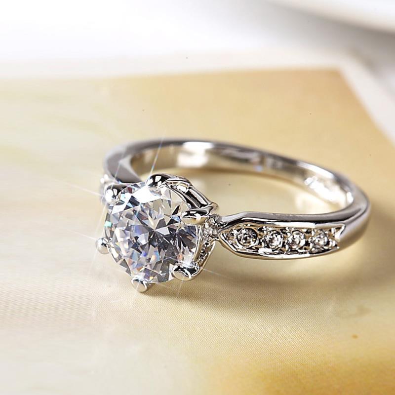 Diamond ring women's Mosangshi diamond ring big 925 Silver 2 carat wedding ring not fade pure silver wedding ring