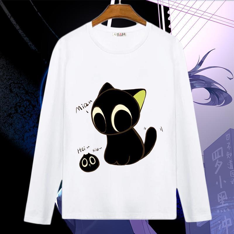 学生男女衣服t恤猫咪长袖罗小黑动漫周边