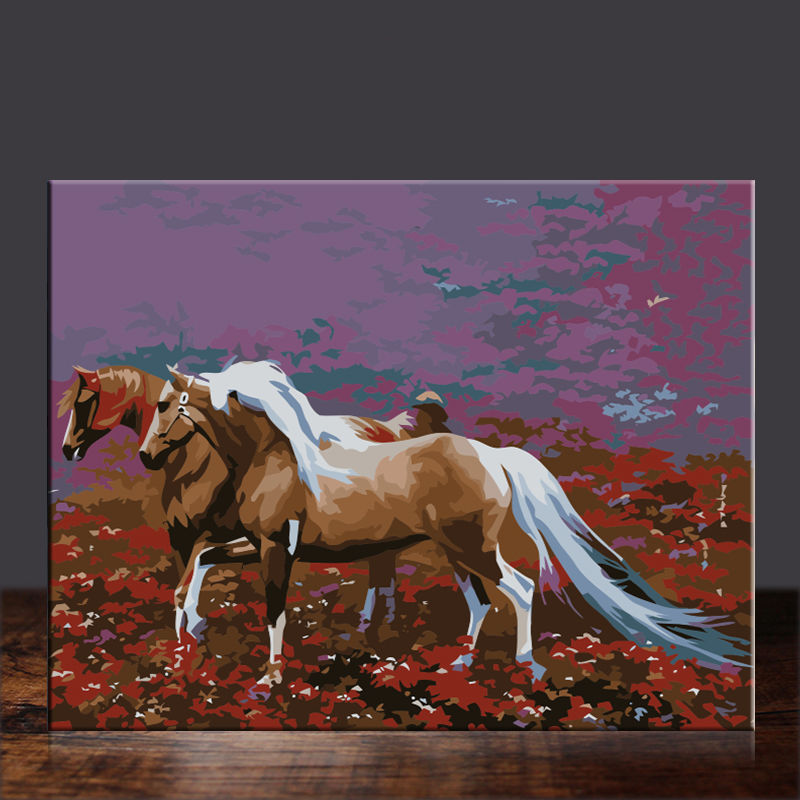 diy/数字油彩画动物骏马手绘填色客厅卧室书房餐厅装饰画丙烯油画