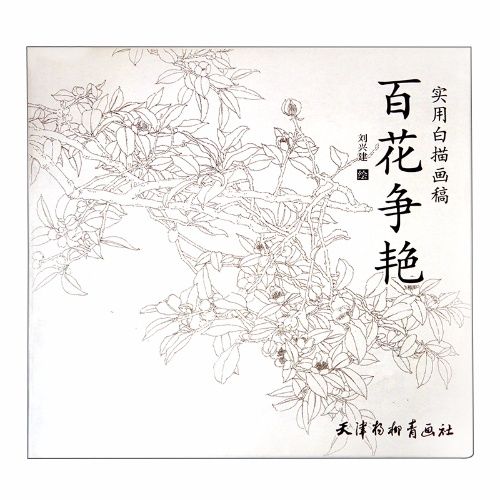 百花争艳实用白描画稿 刘兴建绘 天津杨柳青画社国画白描花卉画