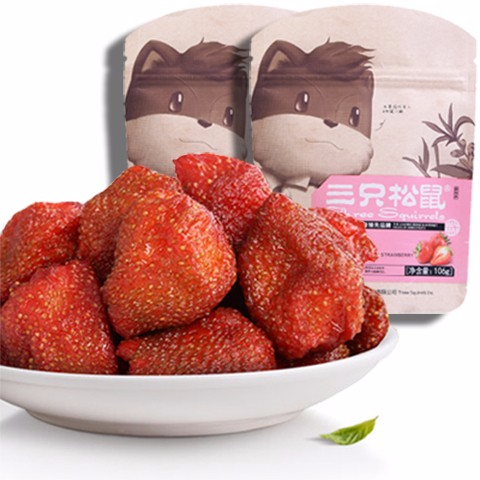 三只松鼠假一赔十草莓干106g×1/4蜜饯果脯水果干办公室休闲零食