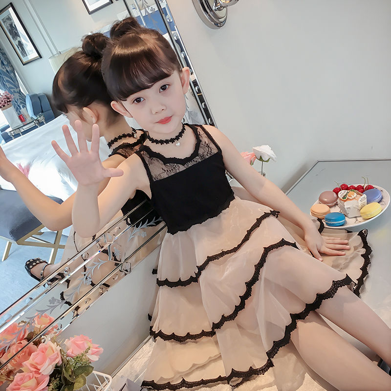 Children's Dress Girls Summer Dress 2020 new princess skirt children's summer lace vest skirt foreign style yarn skirt