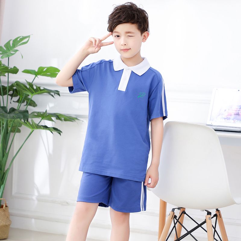 Shenzhen primary school students school uniform shorts uniform authentic male and female models short-sleeved tops spring and summer summer sports suits