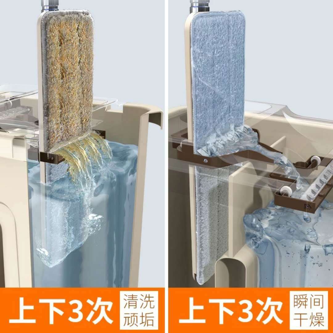 【加厚加大/质保5年】拖把旋转家用好神拖懒人墩布免手洗拖把桶