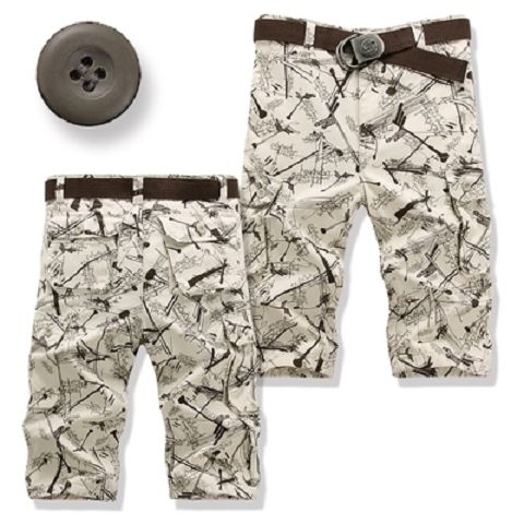 Summer men's shorts men's Capris casual 7-point cotton loose camouflage 5-point Multi Pocket work clothes pants directional sign
