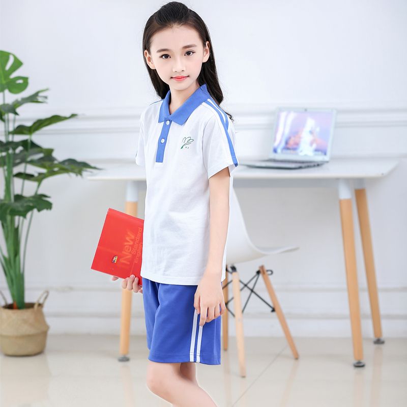Shenzhen primary school students school uniform shorts uniform authentic male and female models short-sleeved tops spring and summer summer sports suits