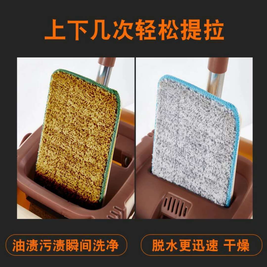 【加厚加大/质保5年】拖把旋转家用好神拖懒人墩布免手洗拖把桶