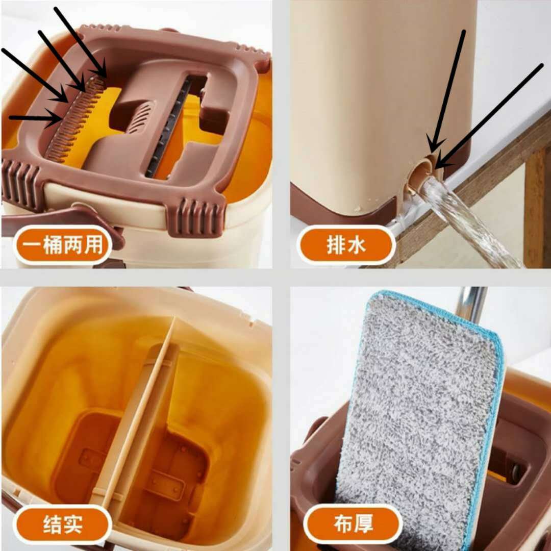 【加厚加大/质保5年】拖把旋转家用好神拖懒人墩布免手洗拖把桶