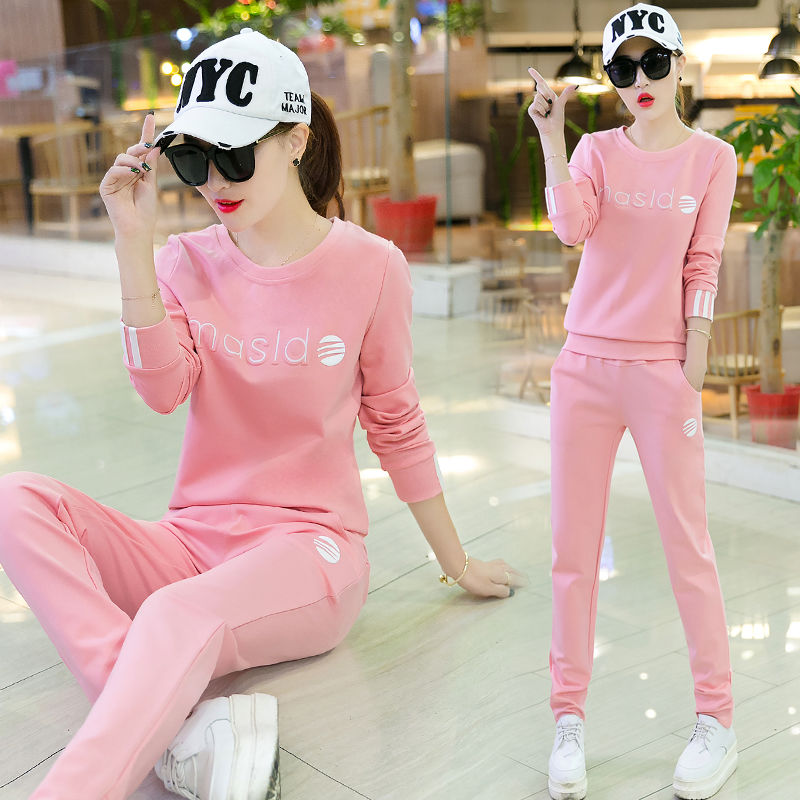 New spring and autumn sports suit women's large long sleeve casual wear Korean fashion sweater two piece suit