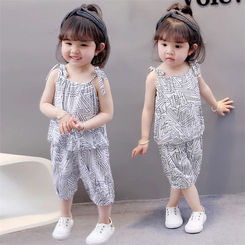 女嬰女童1夏裝0女寶寶衣服2夏季3歲嬰兒童裝4小孩夏天短袖套裝潮5