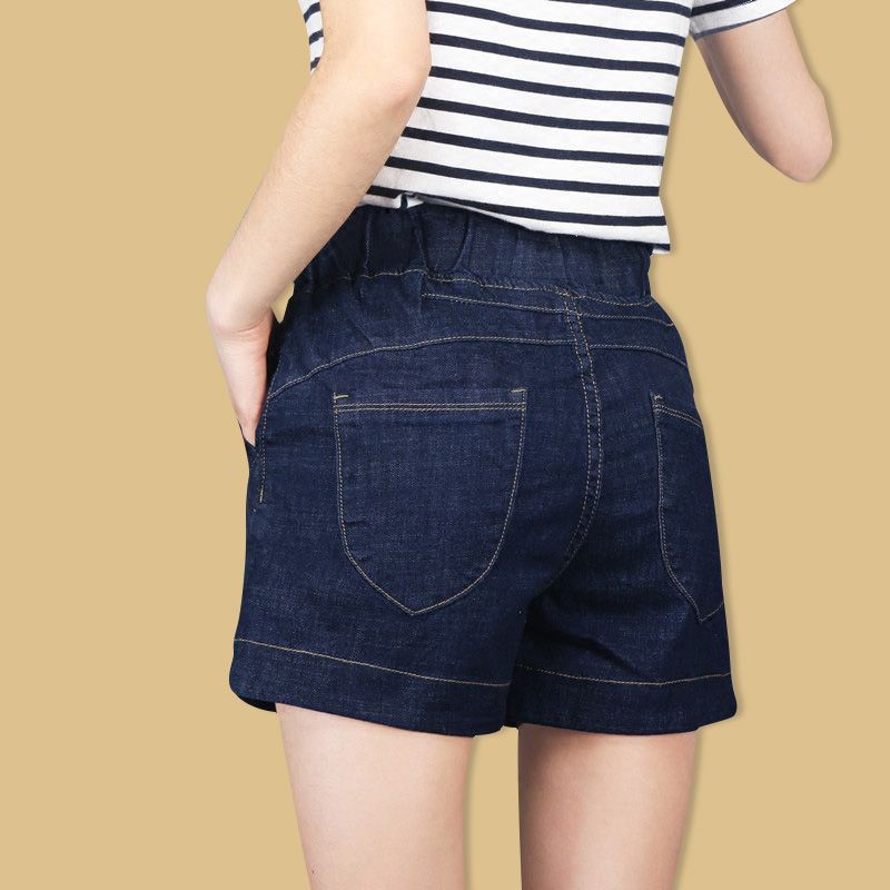 Small daisy 2020 summer Korean large denim shorts women's high waist elastic elastic waist casual wide leg pants