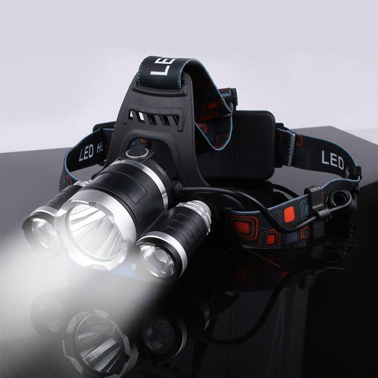 防身头灯x70手电甩棍带照野鸡充器激光led黄疸p狩猎氙气式抓筒远