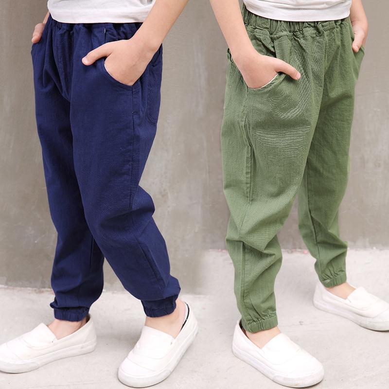 Boys' pants thin fashion casual pants 2020 new mosquito proof Pants Cotton hemp lantern pants