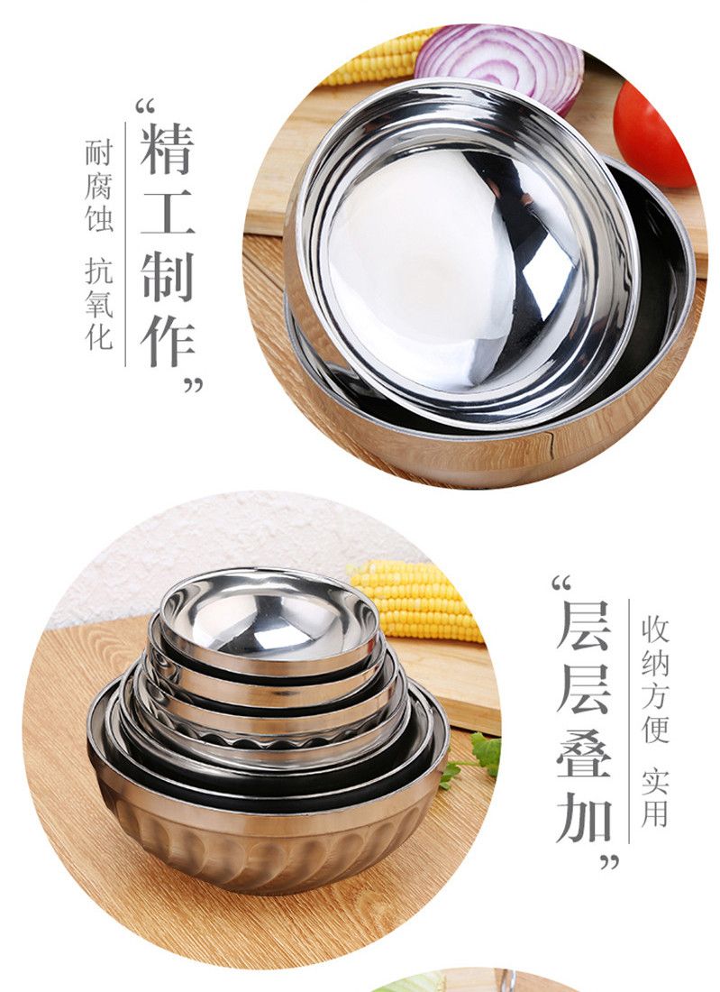 【3/5个装】食品级不锈钢百合碗儿童成人家用米饭碗汤盅隔热防烫ZZX