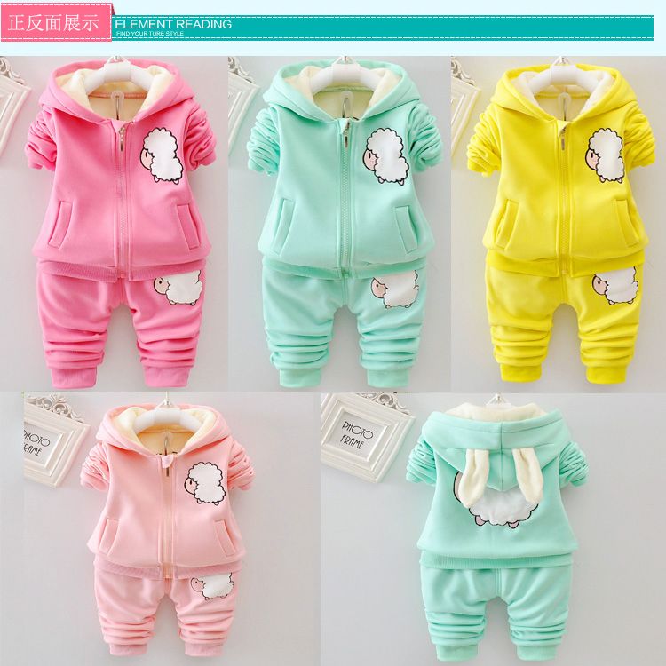 Girls' extra heavy autumn and winter sweater set 1-4 years old baby children's thickened winter clothes girls' autumn two piece sets