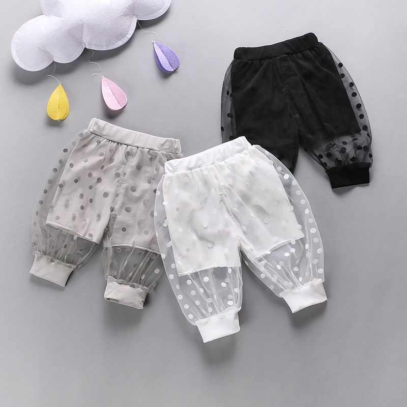 Girls' Capris summer children's net yarn Pants Girls' mosquito proof pants mid pants thin girls' foreign style pants