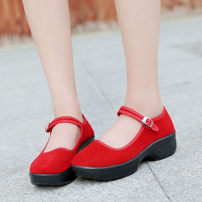 Old Beijing cloth shoes women's soft-soled dance shoes with black work shoes hotel non-slip thick-soled square dance shoes