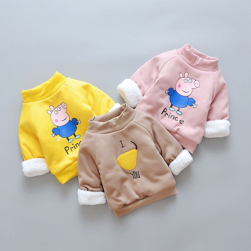 Children's sweater autumn and winter boys' and girls' top Pullover children's clothes children's clothes warm and plush baby's casual coat